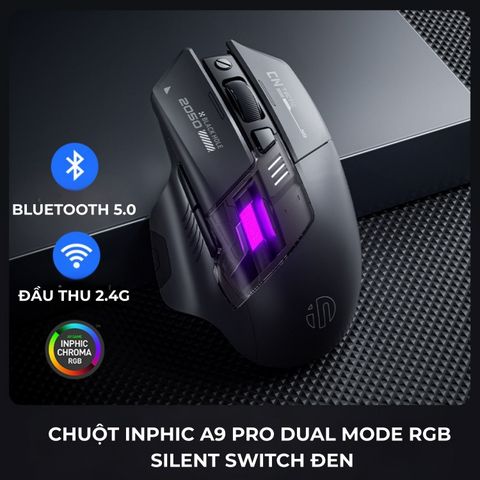 Chuột Inphic A9 Pro Dual Mode RGB Silent Switch Đen