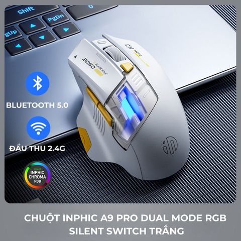 Chuột Inphic A9 Pro Dual Mode RGB Silent Switch Trắng