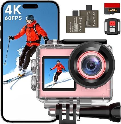 Camera hành động ODDV 4K60FPS 30MP – Hồng, Zoom 5X, Chống nước