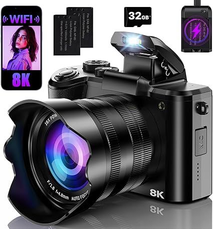 Máy ảnh kỹ thuật số 8K 88MP WiFi – Zoom 16X, màn hình 3.2″