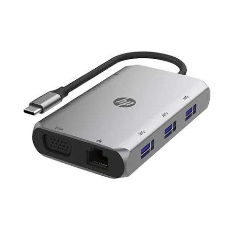 Bộ chia/ Hub HP 9 in 1 DHC-TC236 HDMI / VGA / Ethernet RJ45 / 3 x USB-A / Sạc nhanh USB-C / SD / microSD (8G9Q9AA)