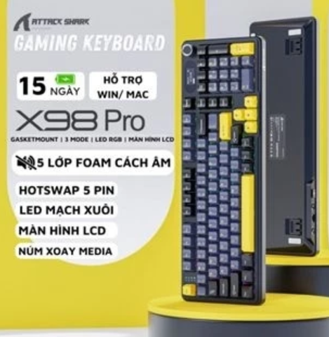 Bàn Phím Cơ Không Dây Ziyoulang Attack Shark X98PRO (starBlack)