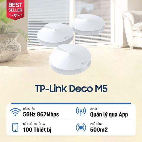 Thiết bị định tuyến Router TP-Link Wi-Fi Mesh AC1300 Deco M5 (3 Pack)