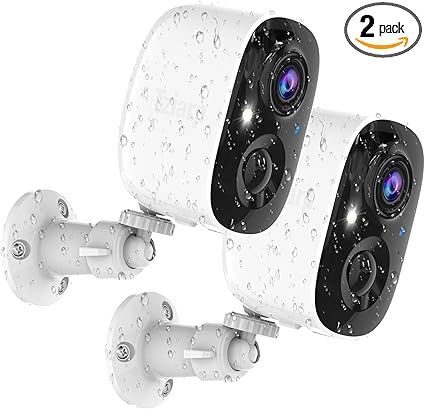 Camera an ninh WiFi 2K không dây pin sạc AI – 2 Pack ngoài trời