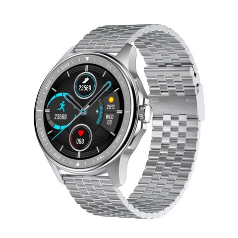 TCWH006-SK3 Silver Steel – Đồng hồ thông minh 1.3 inch IPS, chống nước IP68, Bluetooth