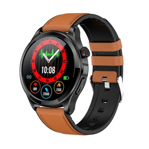 TK22 Brown 1,39 inch IP67 hỗ trợ ECG - Đồng hồ thông minh dây đeo bằng da chống nước