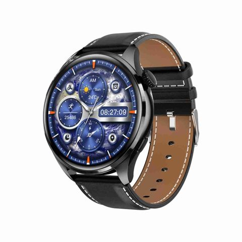 TM05 Pro Leather Band Màu Đen – Đồng hồ thông minh dây da 1.46 inch, chống nước IP67, hỗ trợ NFC & theo dõi sức khỏe
