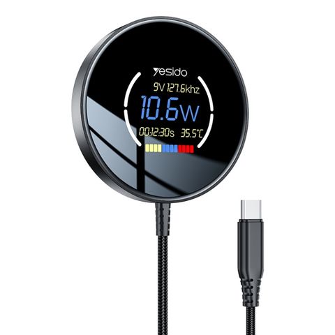 Yesido DS28 15W – Bộ sạc không dây từ tính thông minh, kèm màn hình LCD