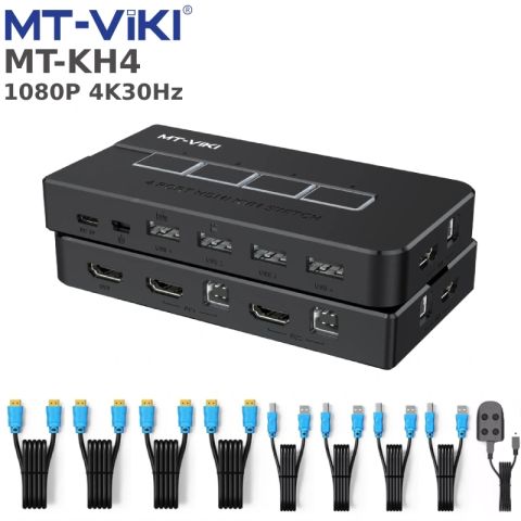 Bộ chuyển mạch HDMI KVM Switch 4×1 2K 1080P – MT‑KH4 (MT‑Viki)