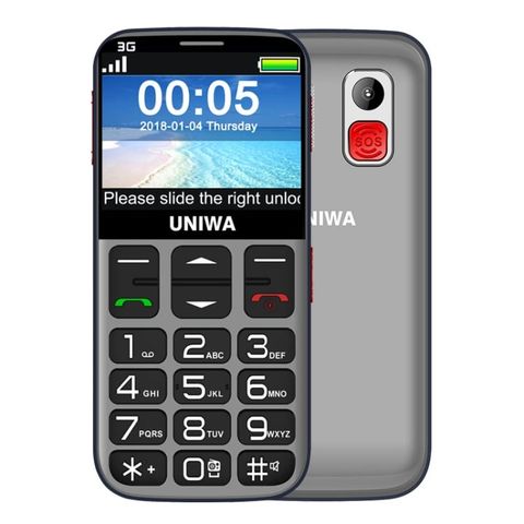 UNIWA V808G 3G Xám – Điện thoại bàn phím 21 phím, màn hình 2,31 inch, pin 1400mAh
