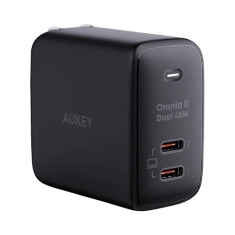 Củ sạc nhanh Aukey 45W 2 cổng, đen (PA-B4T-BLK)