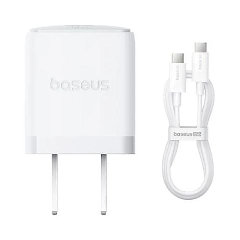 Bộ sạc nhanh Baseus Palm 1C 30W US (kèm cáp USB-C to USB-C 1m) (Trắng)