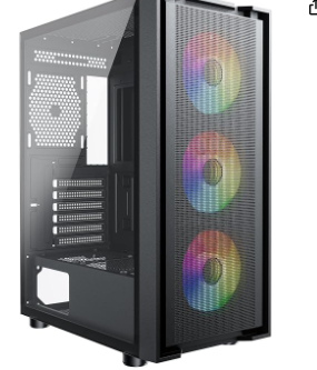 Vỏ máy Sevenhero E621 ATX, 3 quạt ARGB 120mm, kính cường lực, lưới thông gió, đen