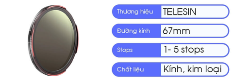 VND Filter ND2-32 67mm cho điện thoại Telesin
