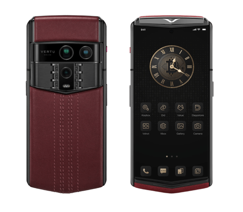 Vertu Agent Q-Black Regular Set-Wine Red Quilted Stitch Pure Wine Red