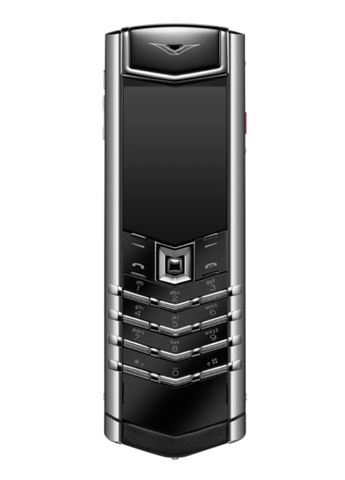 Vertu Signature S+ White Steel Jade Black Calf