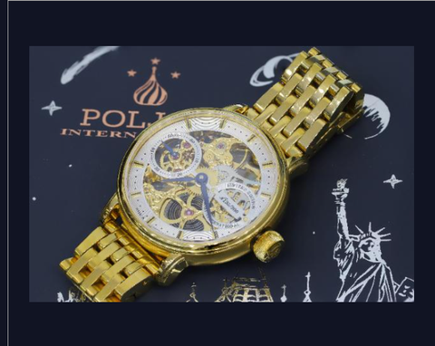 Poljot international skeleton nicolai II gold