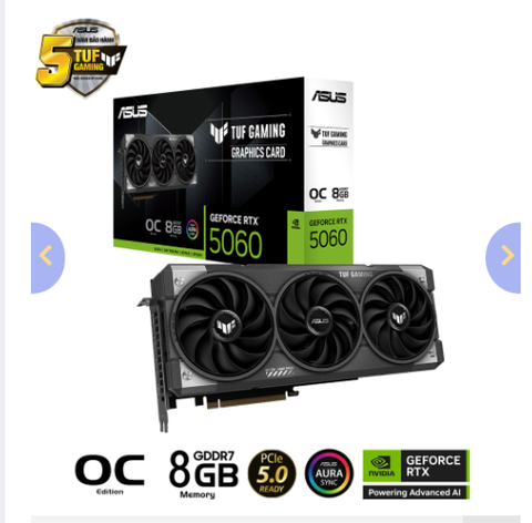 VGA ASUS TUF Gaming RTX 5060 8GB GDDR7 OC