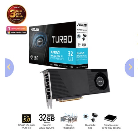 VGA ASUS TURBO AI PRO RX 9700 32GB GDDR6