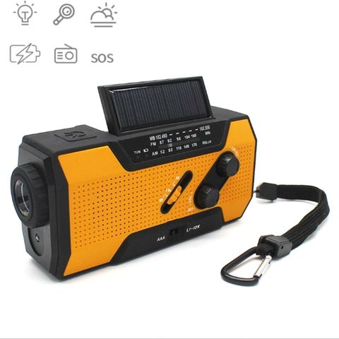 Tay quay đa năng Cam – Đèn pin LED, năng lượng mặt trời, FM/NOAA, SOS khẩn cấp