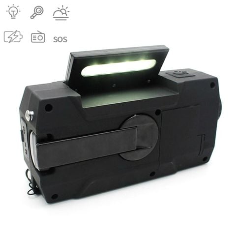 Tay quay đa năng Đen – Đèn pin LED, năng lượng mặt trời, FM/NOAA, SOS khẩn cấp