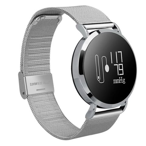 Vòng đeo tay thông minh CV08 OLED Steel Strap Silver - 0.95 inch dây da hoặc thép – Đo nhịp tim, huyết áp, đếm bước, chống nước IP67