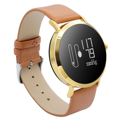 Vòng đeo tay thông minh CV08 OLED Leather Trap Gold - 0.95 inch dây da hoặc thép – Đo nhịp tim, huyết áp, đếm bước, chống nước IP67