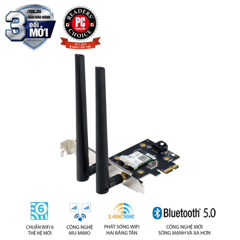 Thiết bị định tuyến không dây ASUS PCE-AX3000 Adapter PCI-E AX3000 WiFi6 (Tray)