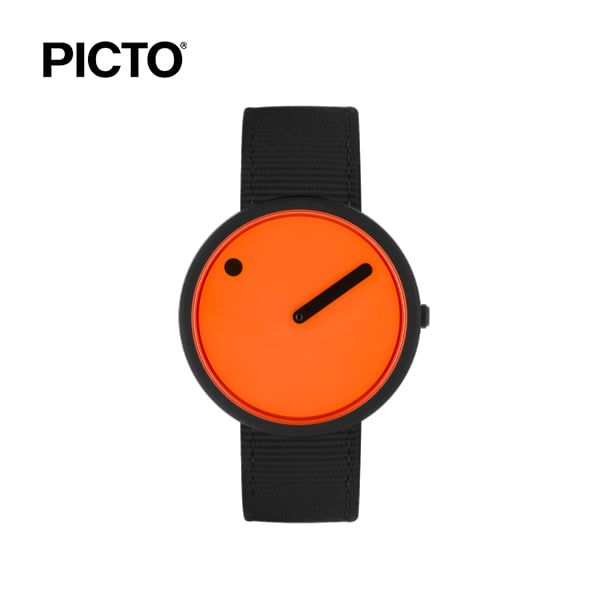  ĐỒNG HỒ PICTO Orange & Black Dial / Manta Ray Black Recycled Strap 