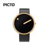  Đồng hồ Picto Black & Gold Dial / Black Leather Strap 