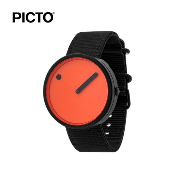  ĐỒNG HỒ PICTO Orange & Black Dial / Manta Ray Black Recycled Strap 