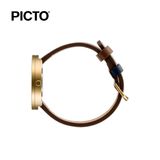  ĐỒNG HỒ PICTO Dusty Blue & Gold Dial / Dark Brown Leather Strap 