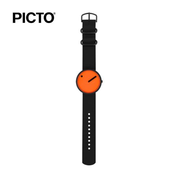  ĐỒNG HỒ PICTO Orange & Black Dial / Manta Ray Black Recycled Strap 