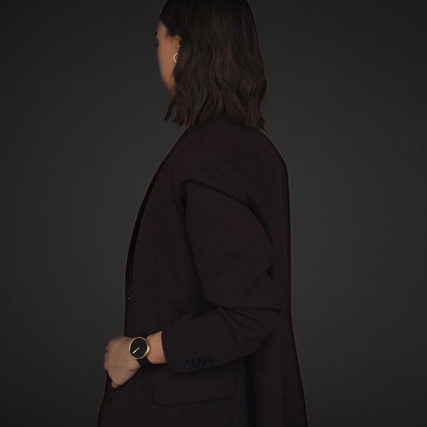  Đồng hồ Picto Black & Gold Dial / Black Leather Strap 