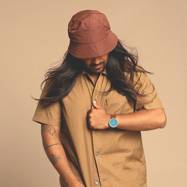  ĐỒNG HỒ PICTO Dusty Blue & Gold Dial / Dark Brown Leather Strap 