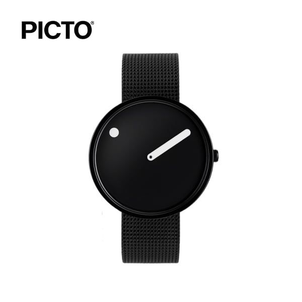  Đồng hồ PICTO Black & White Dial / Matt Black Mesh Band 