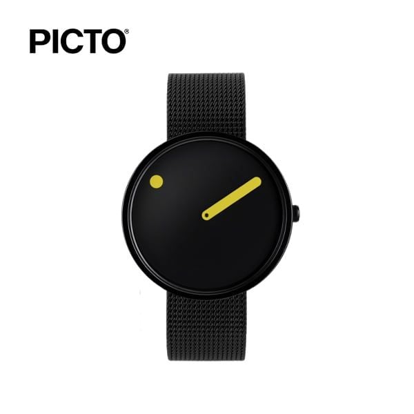  Đồng hồ PICTO Black & Yellow Dial / Matt Black Mesh Band 
