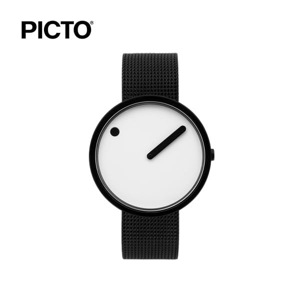  Đồng hồ Picto White & Black Dial / Matt Black Mesh Band 
