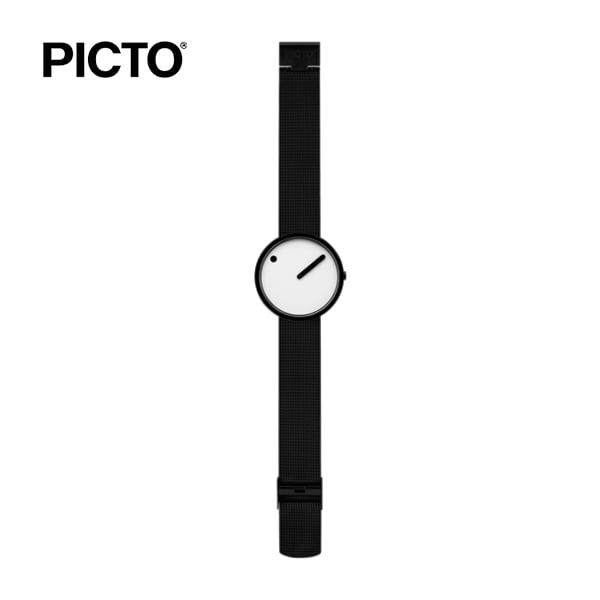  Đồng hồ Picto White & Black Dial / Matt Black Mesh Band 