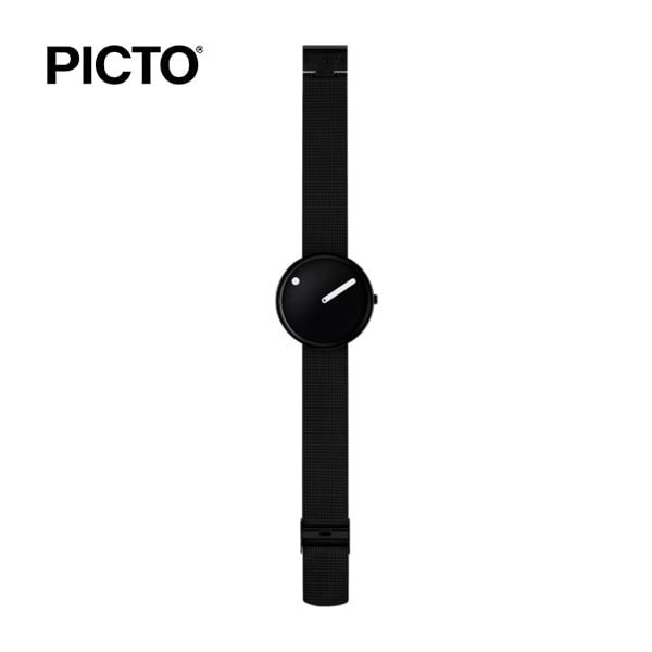  Đồng hồ PICTO Black & White Dial / Matt Black Mesh Band 