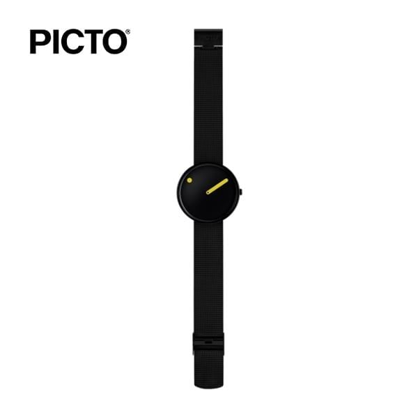  Đồng hồ PICTO Black & Yellow Dial / Matt Black Mesh Band 