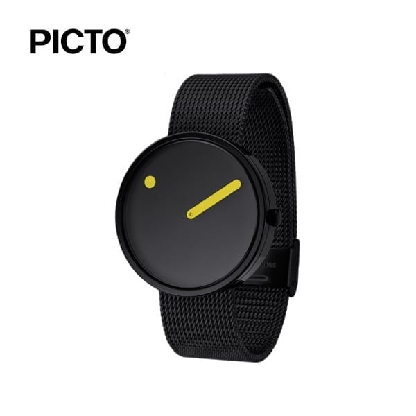  Đồng hồ PICTO Black & Yellow Dial / Matt Black Mesh Band 