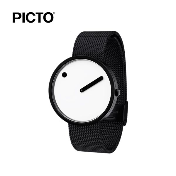  Đồng hồ Picto White & Black Dial / Matt Black Mesh Band 