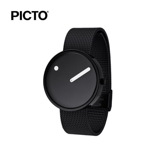  Đồng hồ PICTO Black & White Dial / Matt Black Mesh Band 