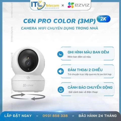 Trọn Gói Camera Trong Nhà EZVIZ C6N PRO 2K 3MP + Thẻ nhớ 64GB