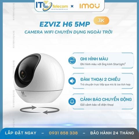 Trọn Gói Camera Trong Nhà EZVIZ H6 5MP (3K) +Thẻ nhớ 64GB