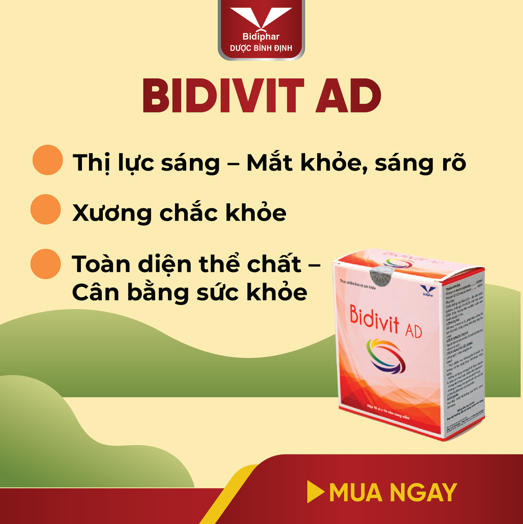 BIDIVIT AD - Bổ Sung Vitamin A, D - Hộp 100 Viên