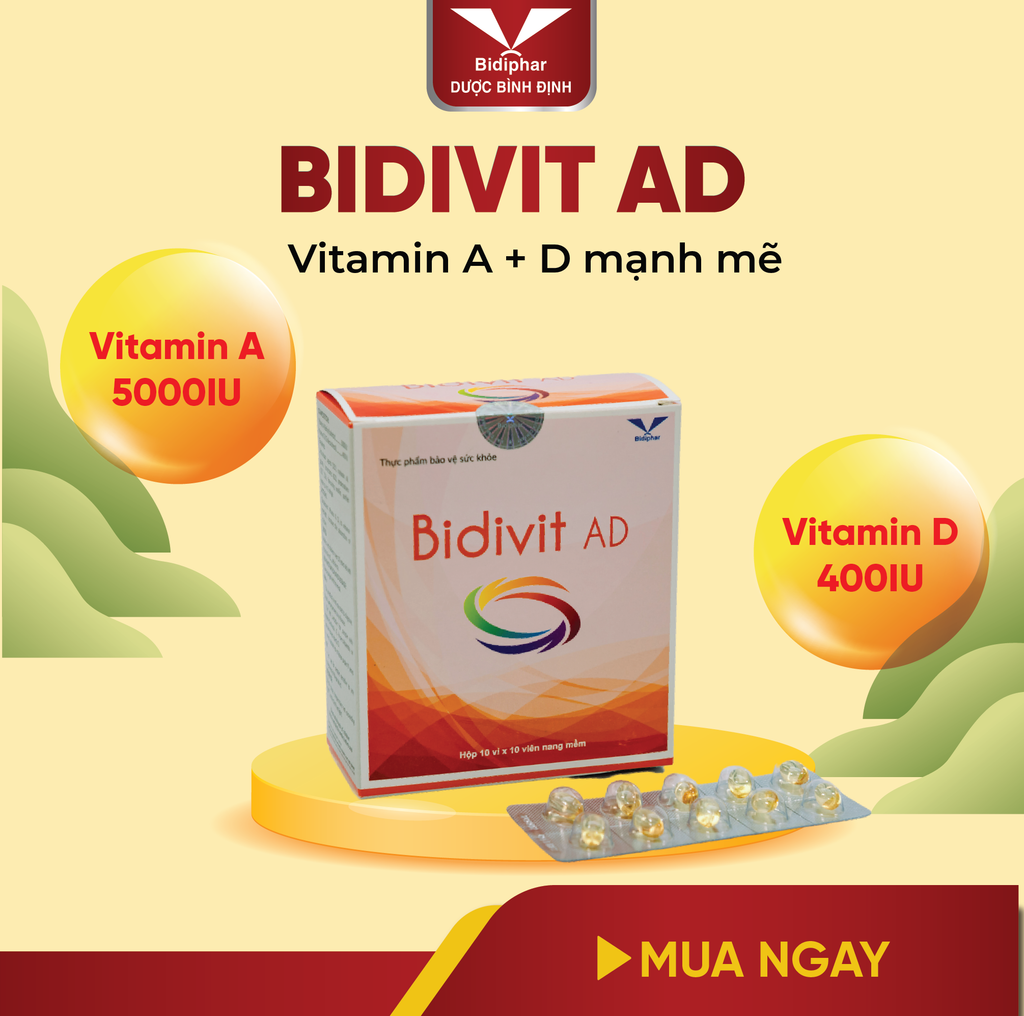 BIDIVIT AD - Bổ Sung Vitamin A, D - Hộp 100 Viên