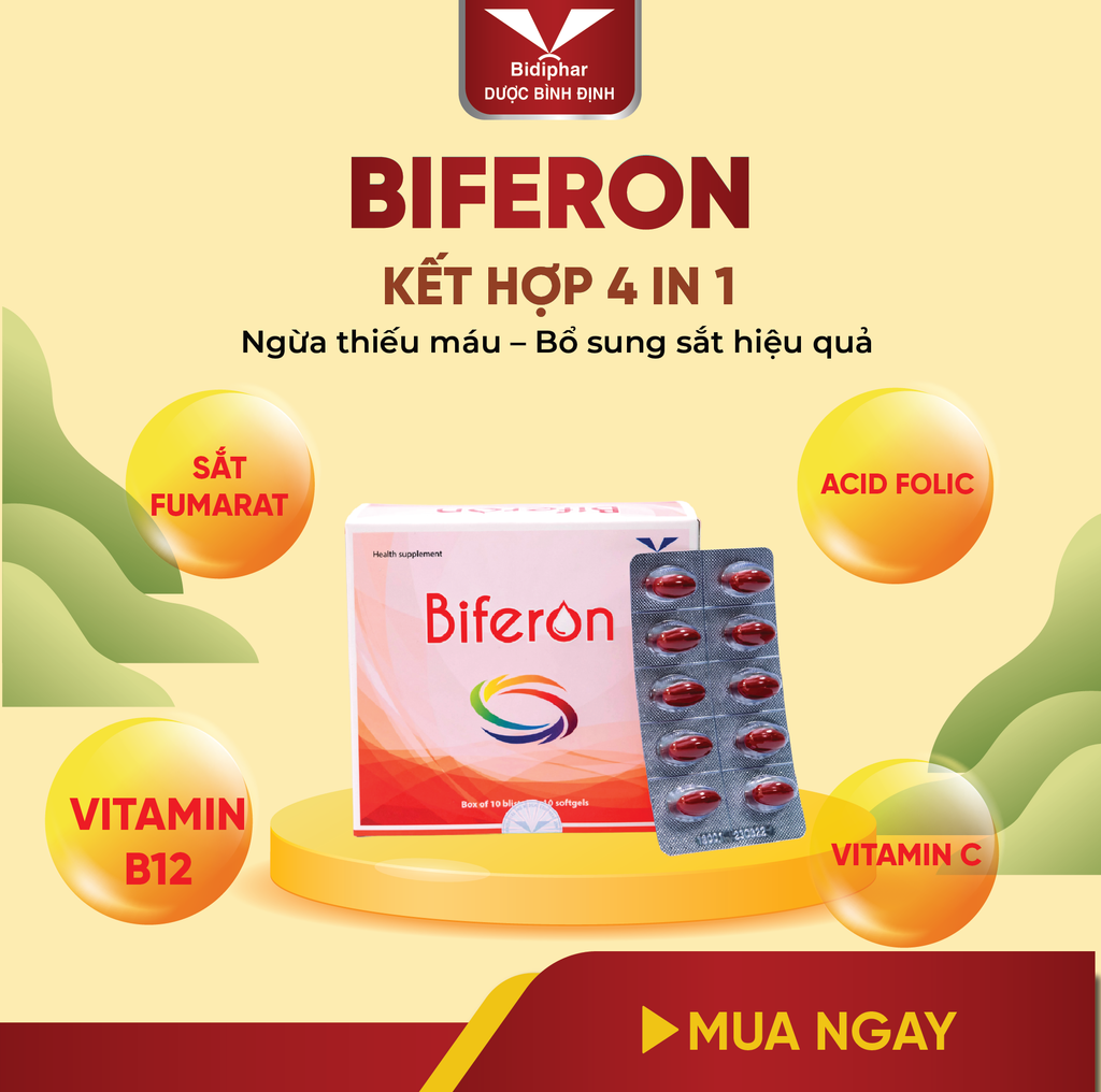 BIFERON - Viên Sắt Bổ Máu - Hộp 100 Viên