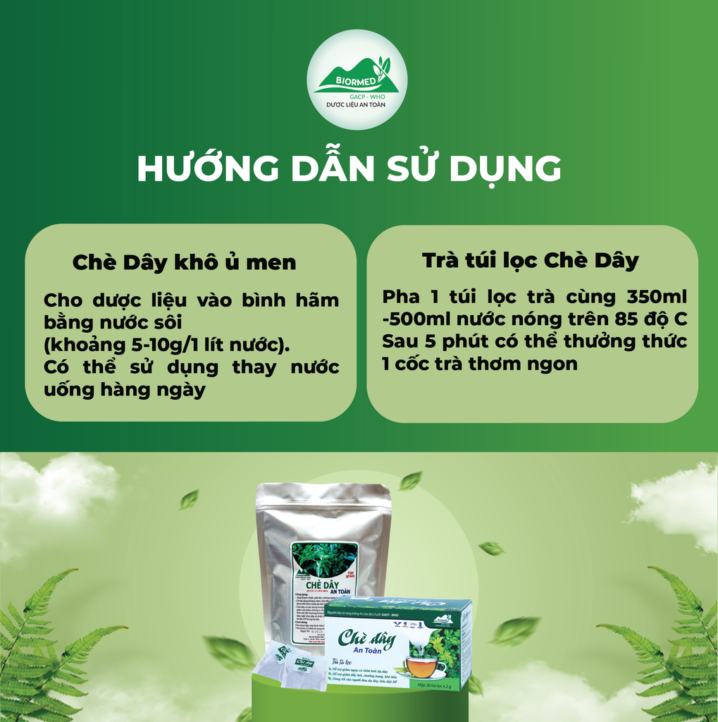Combo Dạ Dày An Toàn Biormed– Chè Dây 1 Túi Sấy Khô + 1 Hộp Trà Túi Lọc
